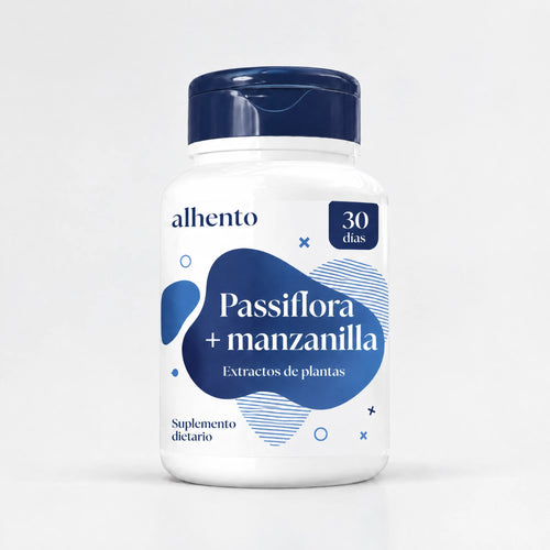 Alhento Passiflora + manzanilla, frasco de pastillas